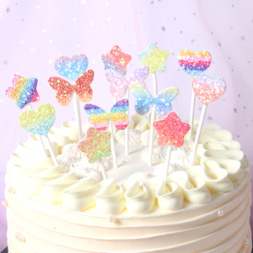 Colorful Stars Heart Cake Decoration for Birthday Cakes