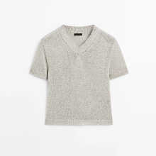 Women's cotton blend short sleeved knitted sweater