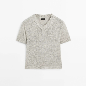 Women's cotton blend short sleeved knitted sweater