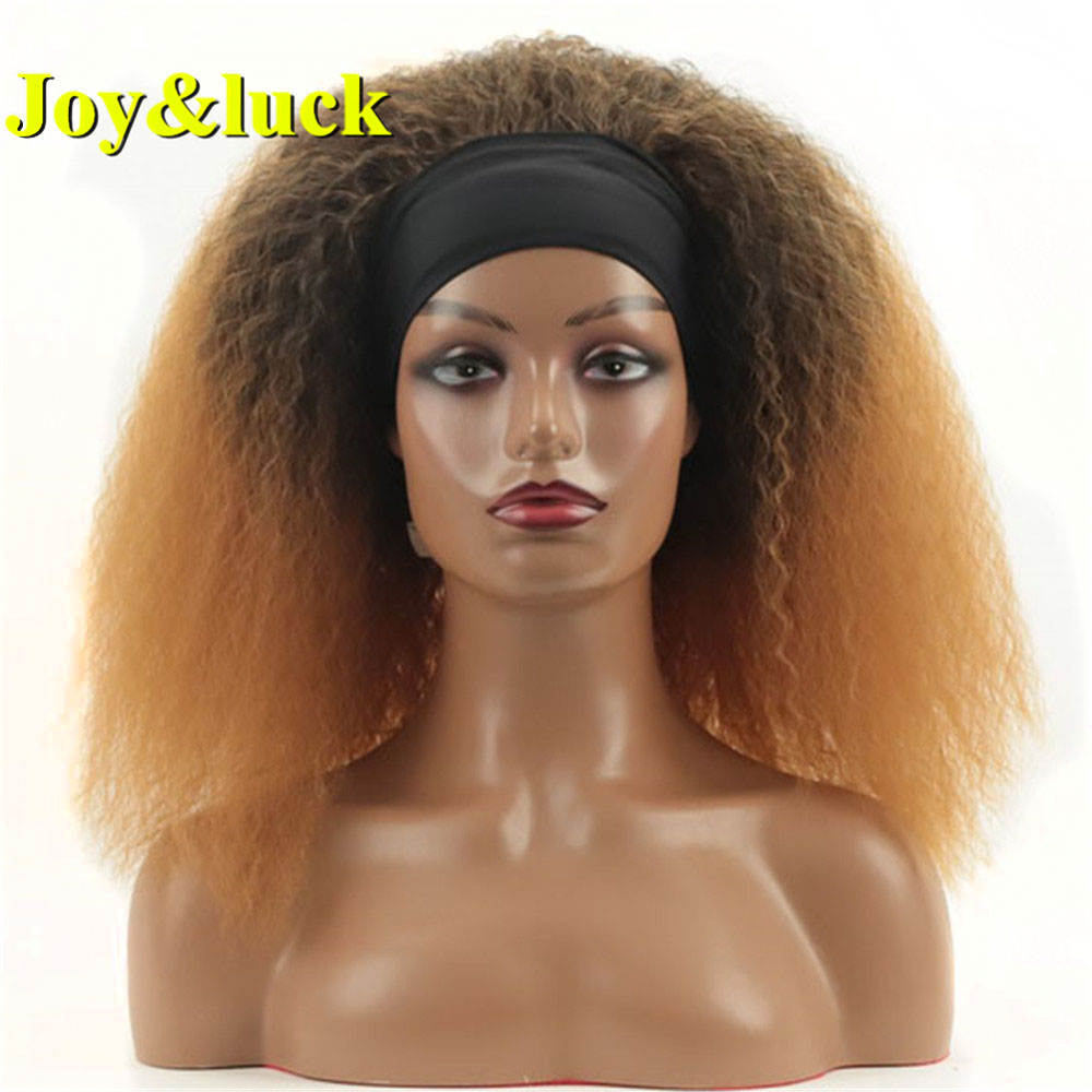 Women's Wholesale  Scarf Wigs For African Beige Hairband Black Hair Short Afro Kinky Curly Headband Wig Synthetic Hair Wigs