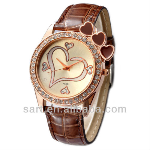 heart shaped diamond stabbed fashion woman watch