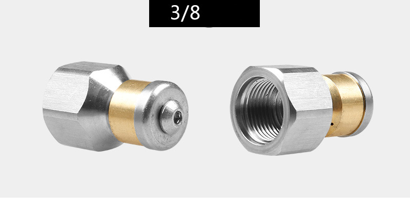 Högtryckbricka rostfritt stål G1/4 G3/8 och tillbehör BSP 1/4 G3/8 Inlopp 3 Munstycksslang Metallmunstycke Roterande avloppsmunstycke