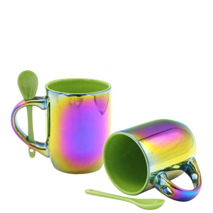 Patterned Coffee Electroplating Mug With Spoon