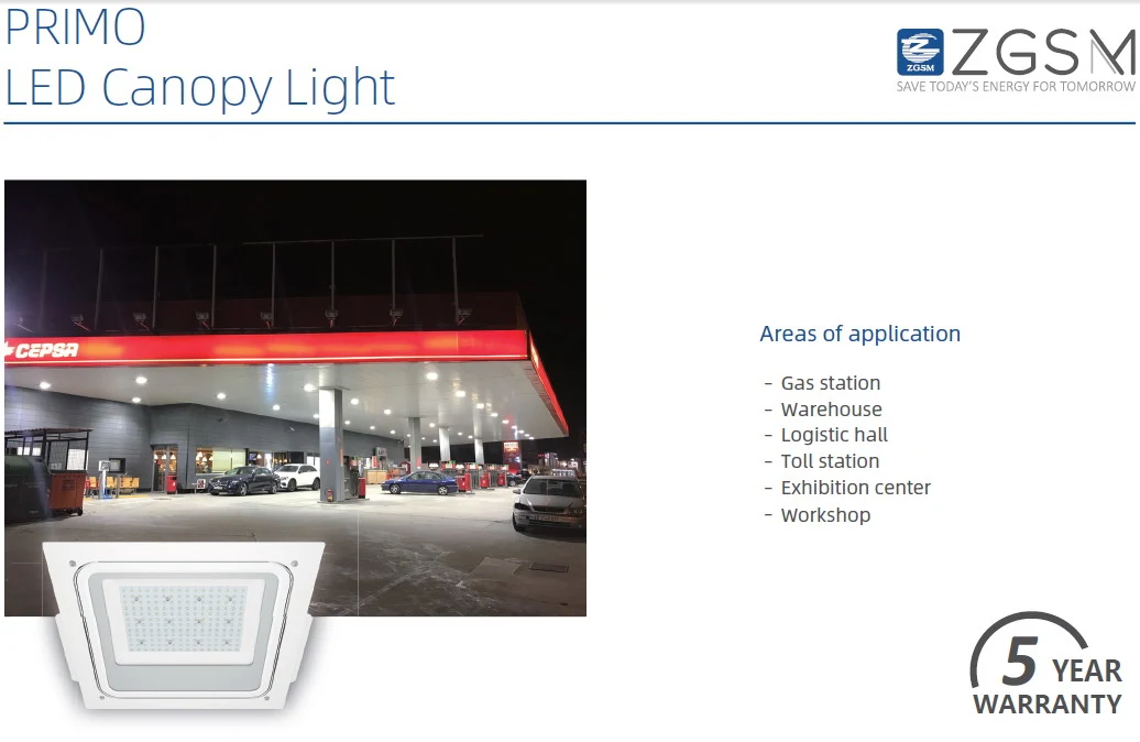 Atex Certified Petrol Station Lighting Fixtures LED Oil Station Canopy Lamp