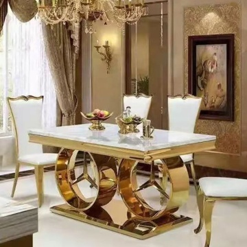 Stainless Steel Base Square Restaurant Tables with Marble Tops