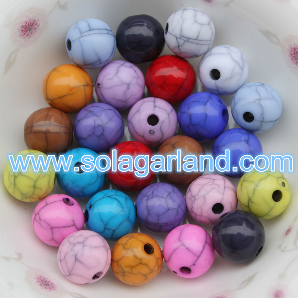 Plastic Crackle Round Beads