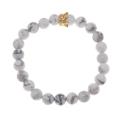 Fshion 8MM perles rondes Golden Crown White Pine Bracelet en gros