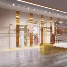 Custom Stainless Steel Boutique Gold Clothing Racks Garment Metal Shelf Store Dress Display Stand for Clothes Shops