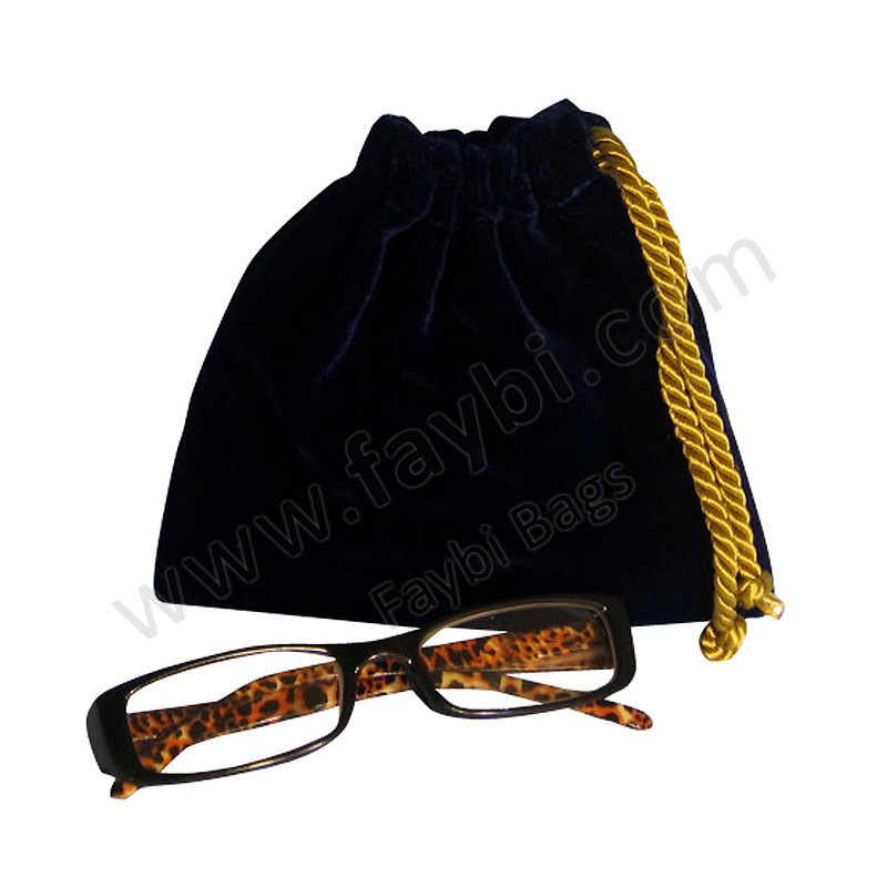 Black embroidery pouch with gold string 