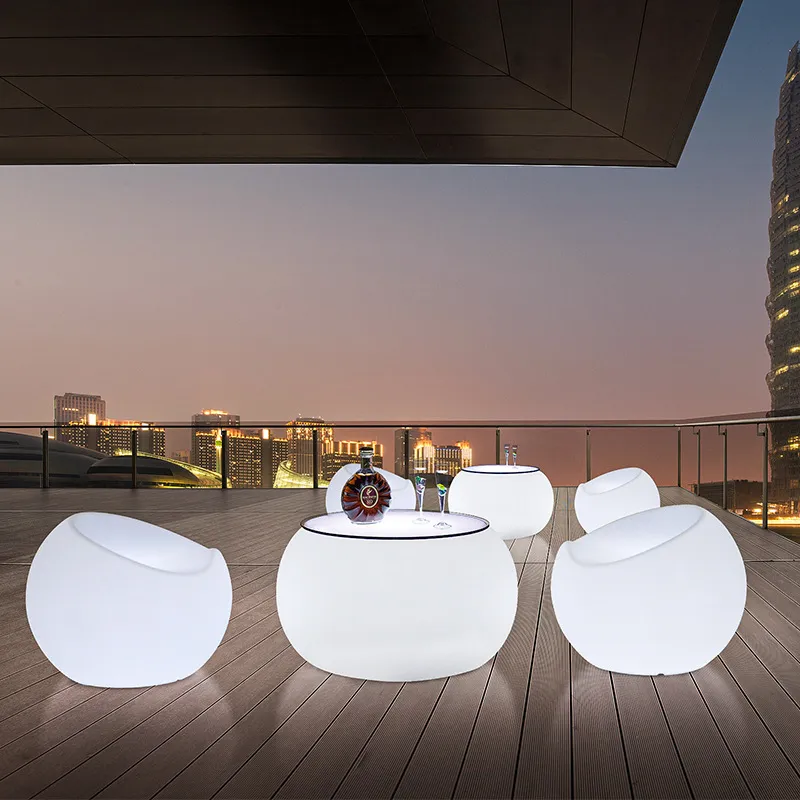 Modern LED Light-up Round Chair and Table Set