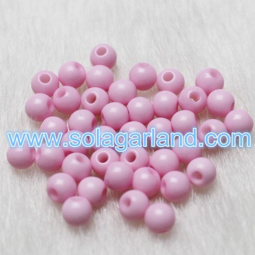 4MM Round Acrylic Opaque Spacer Pony Beads Charms For Jewelry Making