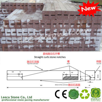 Red granite grooved kerb stone