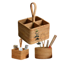 Customized Handmade Woven Rattan Baskets for Storage