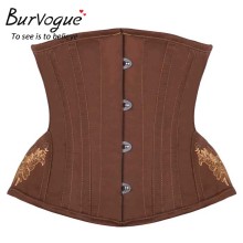 Burvogue Mature Women Satin Steel Boned Corset Waist Trainers and Bustier
