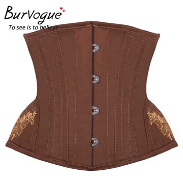 Burvogue Mature Women Satin Steel Boned Corset Waist Trainers and Bustier