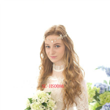 Luxury Handmade Crystal Pearls Gold Wedding Headpiece Bridal Handband Headpiece