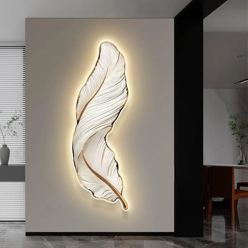 Modern LED Dimmable Wall Sconce with Elegant Feather Design Lamp