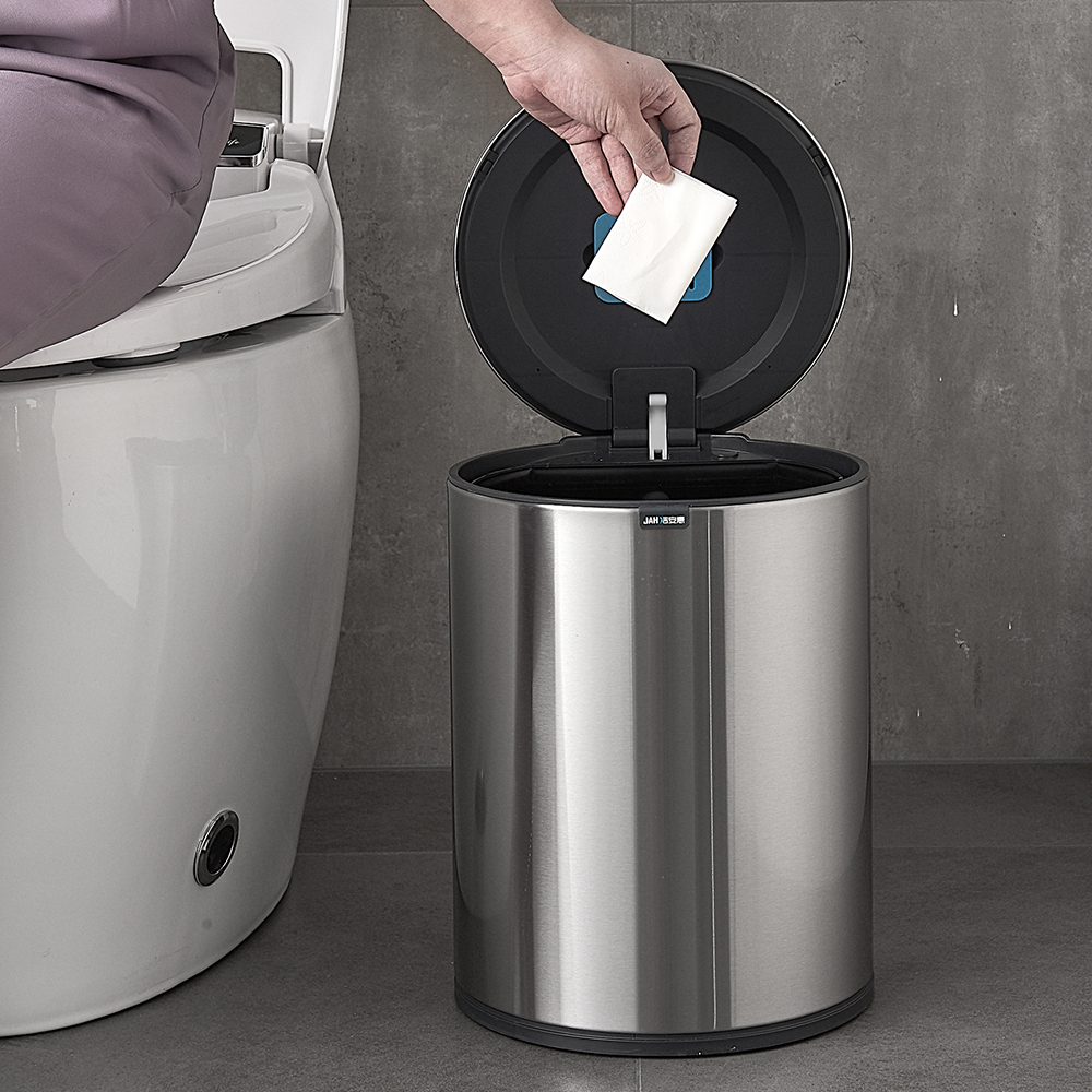 9L round automatic sensing trash stainless steel electric trash can small office trash bin garbage can