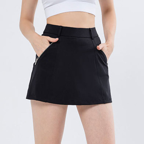 2 Side Zipper Pockets Women Golf Skirts