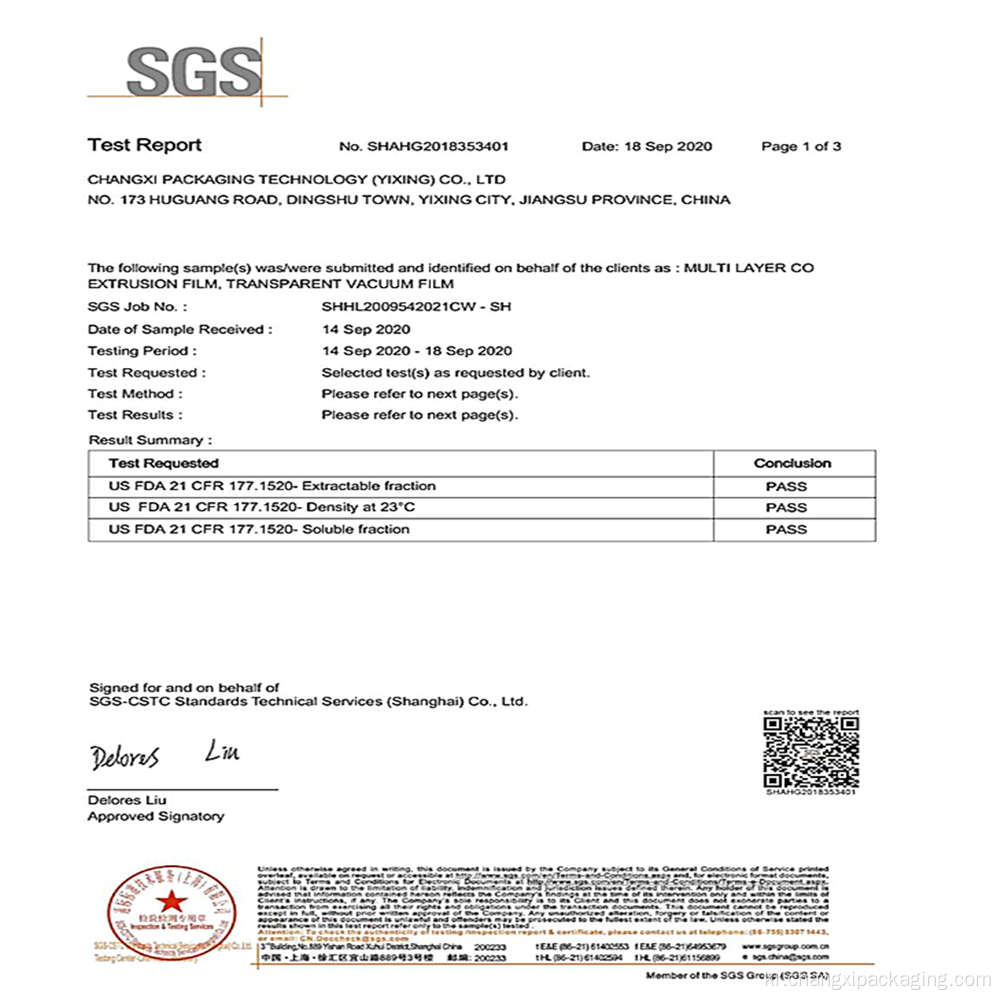 SGS 승인 냉동 나일론 PE 진공 백