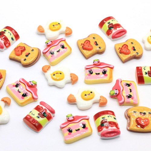 Kawaii Simulation Lebensmittel Harz Perlen Nettes Ei Brot Home Ornament Kinder Puppenhaus Spielzeug Geschenk Schleimfüller