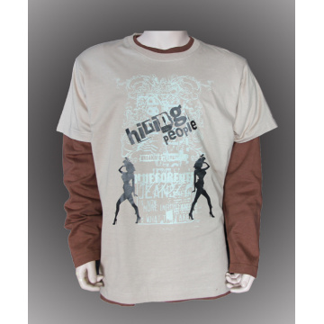 Cotton Man&#39;s T-shirt met lange mouwen