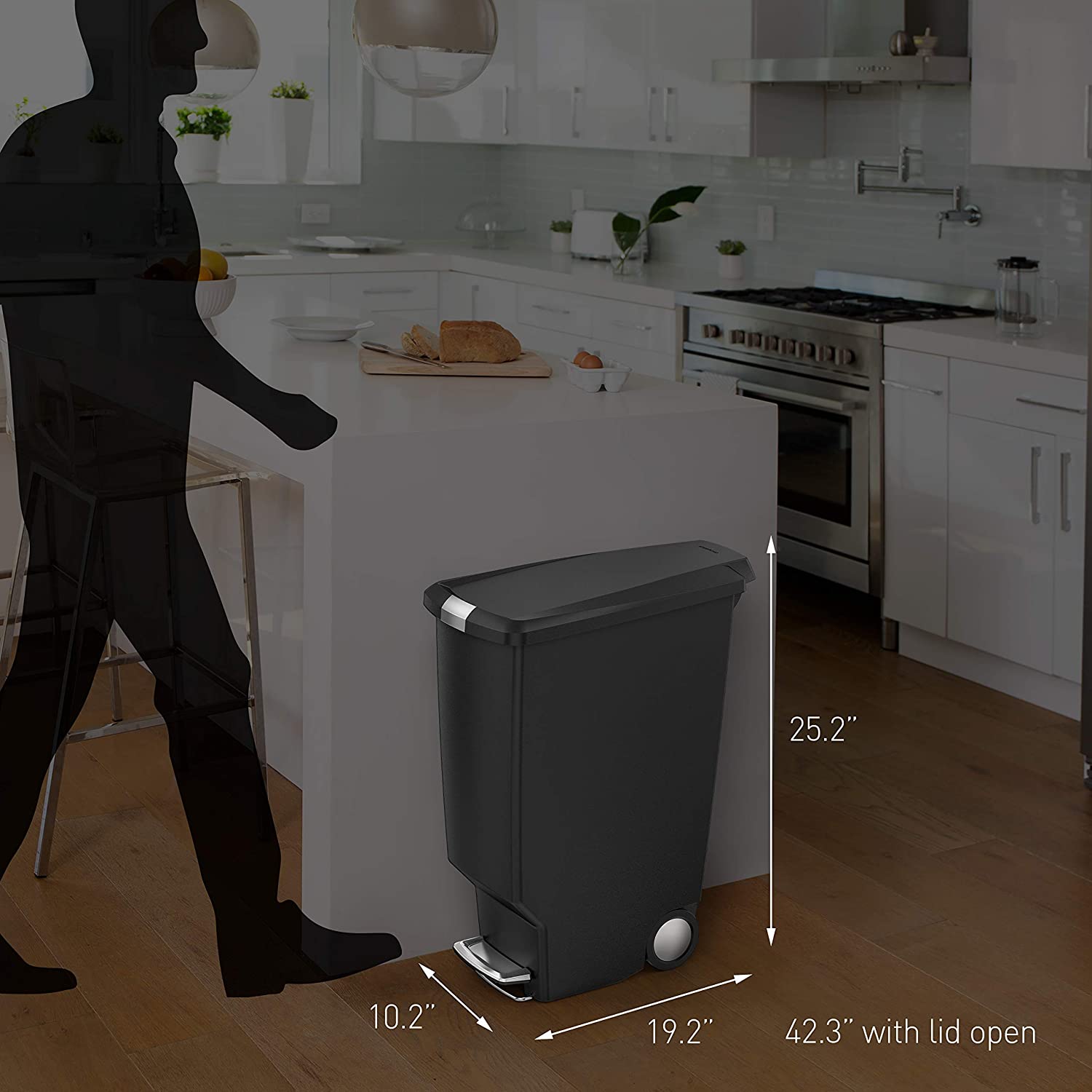 Les Vagues 40L trash can stainless steel 10.6 gallon trash cans touchless garbage can bins for kitchen, intelligent trash bins