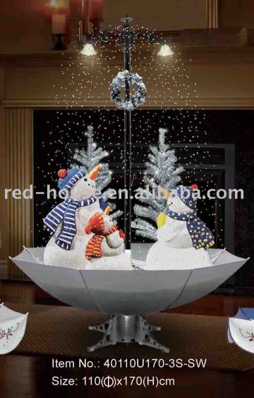 Snowing Snowman Decoration with Umbrella Base