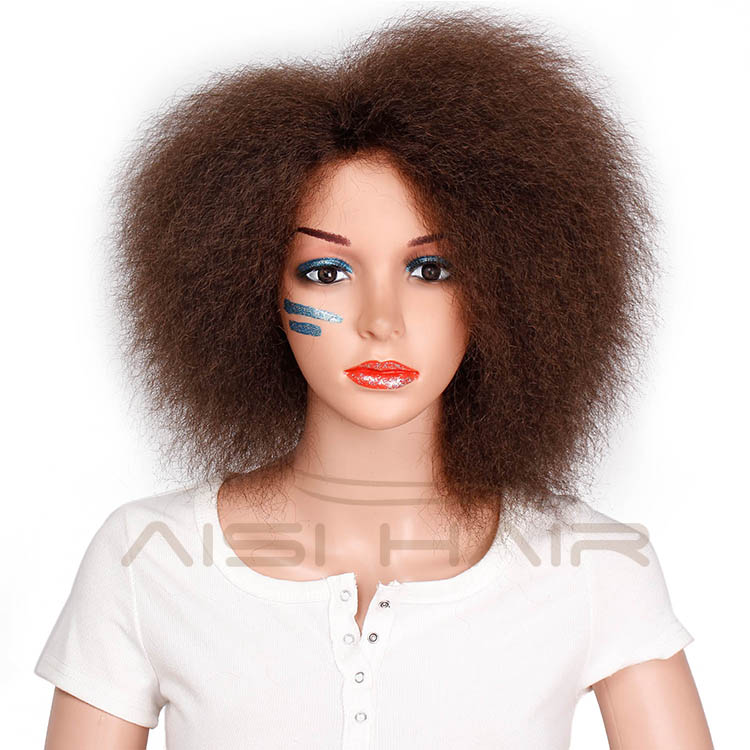 Aisi Hair Short Afro Wig Brown Synthetic kinky Curly Wigs for Women Fluffy African American Natural Black Hair Wigs