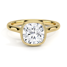 18k Gold Cushion Cut Lab Diamond Bezel Ring
