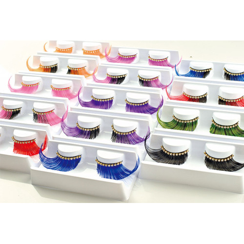 Colorful exaggerated false eyelashes with diamond