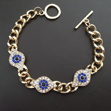 Metal Bangles Gold Evil Eye Chain Bracelet For Women Men