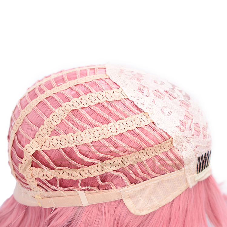 Aisi Hair Wholesale Top Quality Short Bob Pink Wig With Neat Bangs Synthetic Short Curly Wave Wigs For Black Women