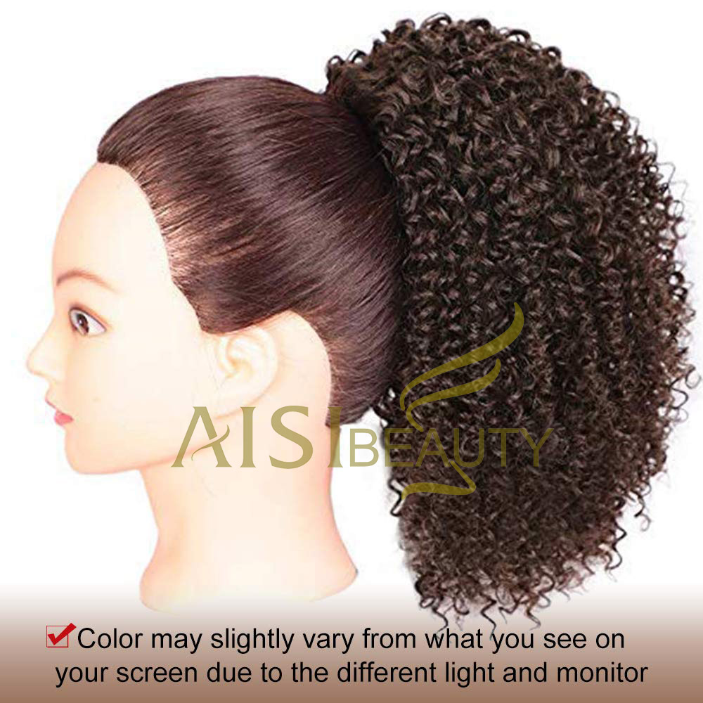 Aisi Beauty Wholesale Popular Brown 4# Afro Fluffy Puff Hairpiece Extension Messy Donut Curly Afro Kinky Afro Hair Bun