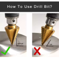 Hot Sale Steped Drill Bit Set OEM 6pcs HSS Titanium gecoate stappenboorbit voor metaal