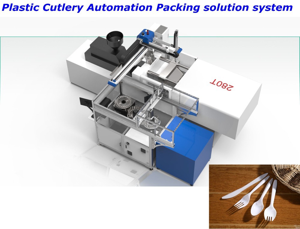 Cutlery Automation robot arm for injection machine Plastic cutlery automatic packing system Disposable spoon/fork /knife