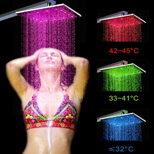 Mutiple Color Hot Sale Square Rainfall LED Shower Head