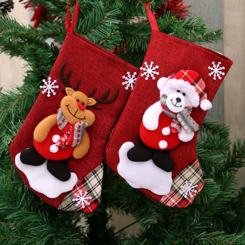 2020 New Hot Large Stockings Santa Elk Fabric Gift Socks Christmas Lovely Bag For Children Fireplace Tree Christmas Decoration