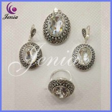 New simple design jewelry set 2015 thai silver AAA white zircon wholesale silver jewellery ( 6335T20)
