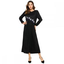 Autumn Long Sleeve Embroidered Asymmetric Modest Dress