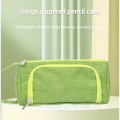 PU polyester printed green children's portable large capacity pen bag