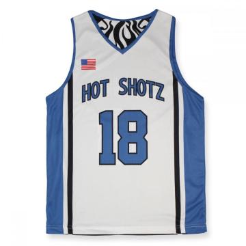 Heat transfer blue mesh fabric sublimated basketball jersey