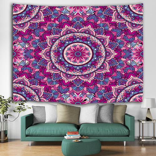 Bohemian Tapestry Mandala Wall Hanging Indian Hippie Boho Psychedelic Tapestry for Livingroom Bedroom Home Dorm Decor Rose Red