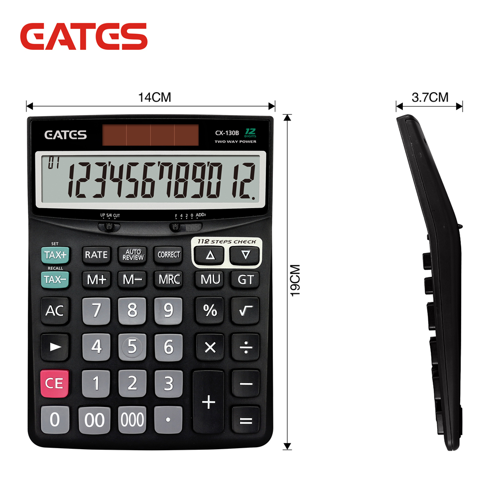 New Hot Selling Big Size 12 Digits 112 Steps Desktop Check Correct TAX Calculator With 000 Key