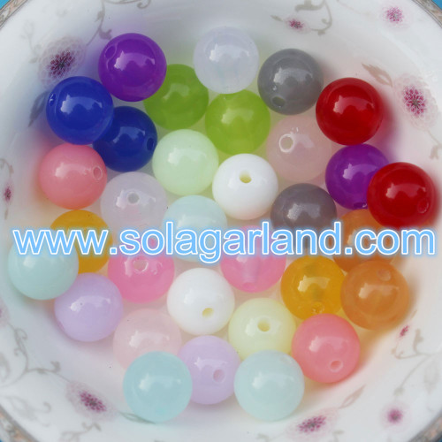 6-8MM en plastique acrylique translucide perles rondes couleur bonbon perles rondes à grosse boule