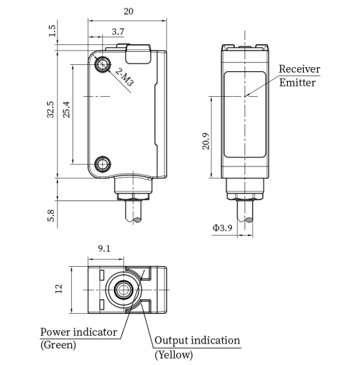 LANBAO 2021 new 2m Transparent Object Detection Optic Photoelectric Sensor