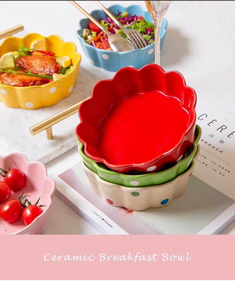 Ceramic bowl for Fruit Salad Soup Rice Porcelain Baking Bowl For Home Use