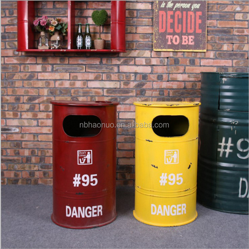 Industrial style iron trash can fashion vintage decoration bar office creative fire hydrant trash can decoration