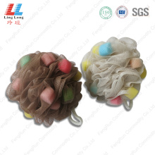 Brown sponge mesh bath ball