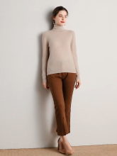 Stylish warm pure red lady 100% cashmere sweater with hat